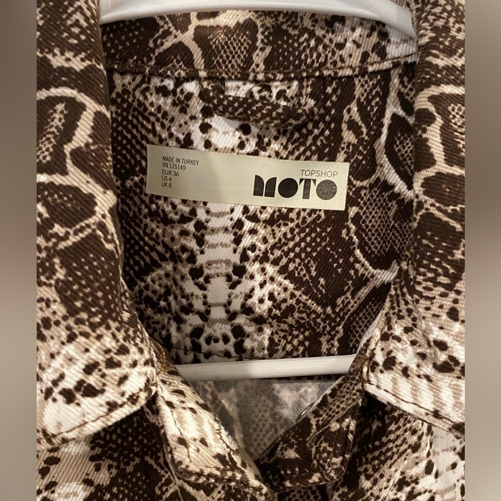 Topshop Python Denim Jacket Size 4 - Picture 4 of 5